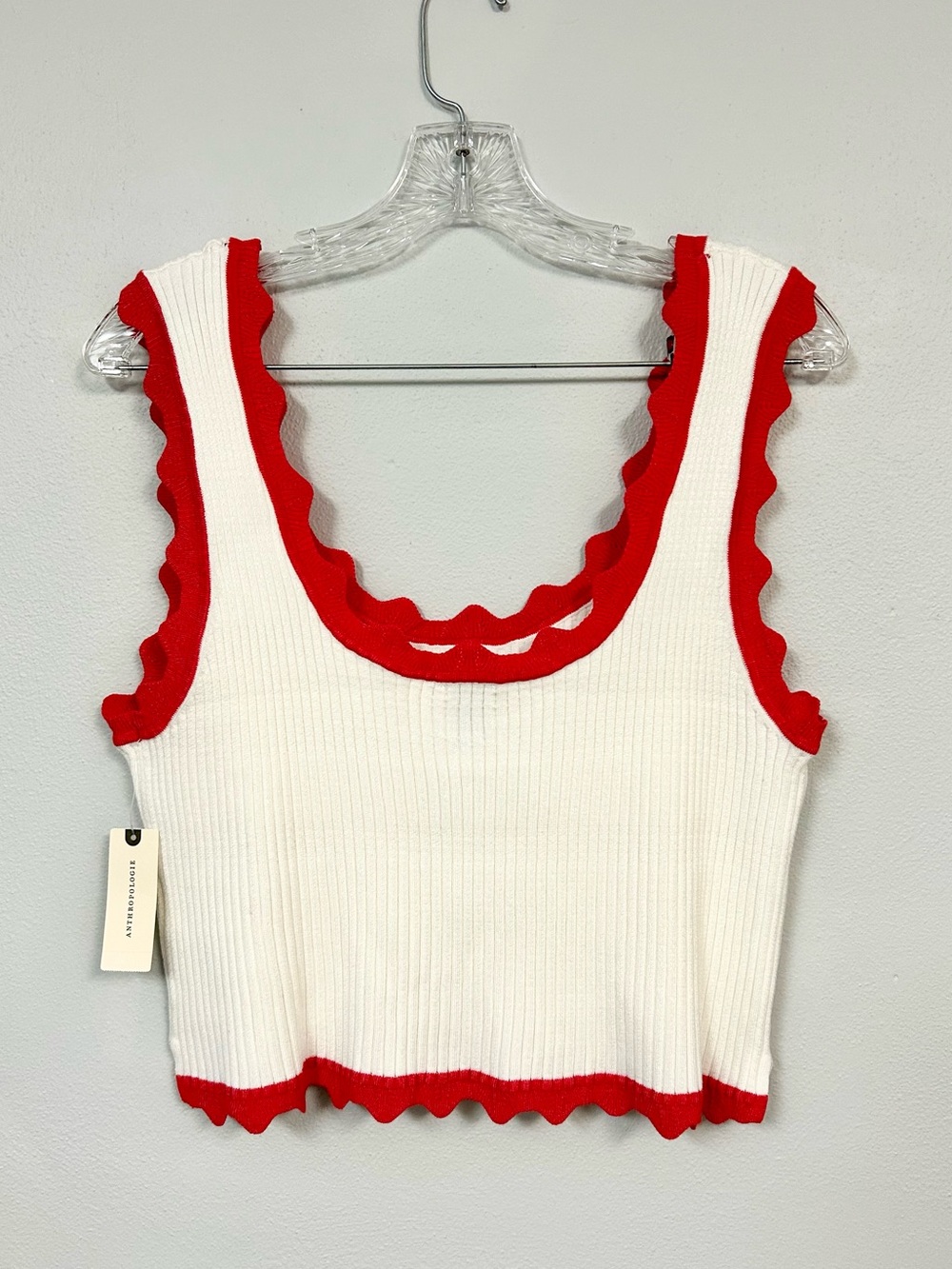 MAEVE 🧳 Cropped Scalloped Sweater Tank - Size XL - Picture 3 of 5